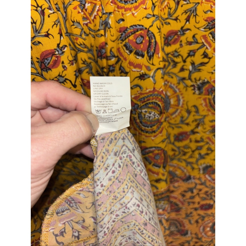 Tiny Anthropologie Ismelda Sz L Tunic Dress Yellow Floral $148 Pockets Lace - Picture 13 of 16